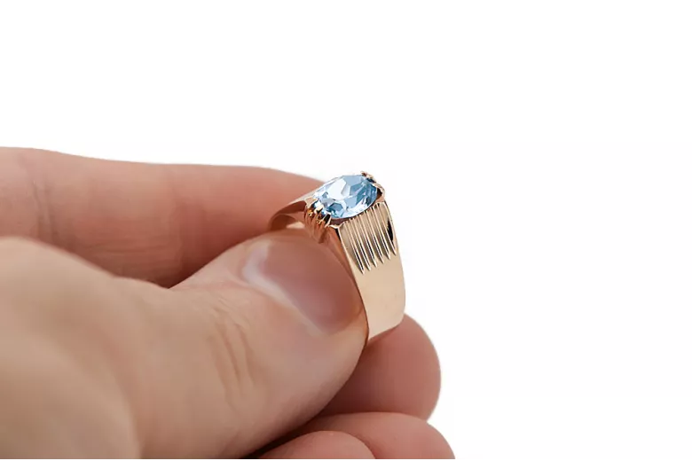 Vintage craft Ring Aquamarine Original Vintage 14K Rose Gold vrc007r
